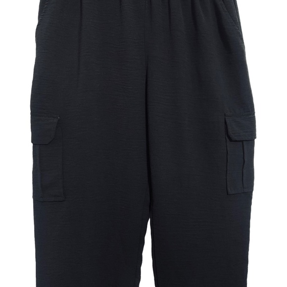 Joe Benbasset Black Paperbag Waist Cuffed Cargo Pants Lightweight Juniors Large - Picture 9 of 14